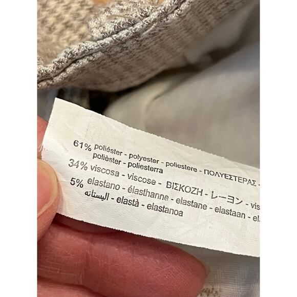 Zara Women's Size 30 Cream Houndstooth Print Dress Flannel Trouser - Picture 3 of 8